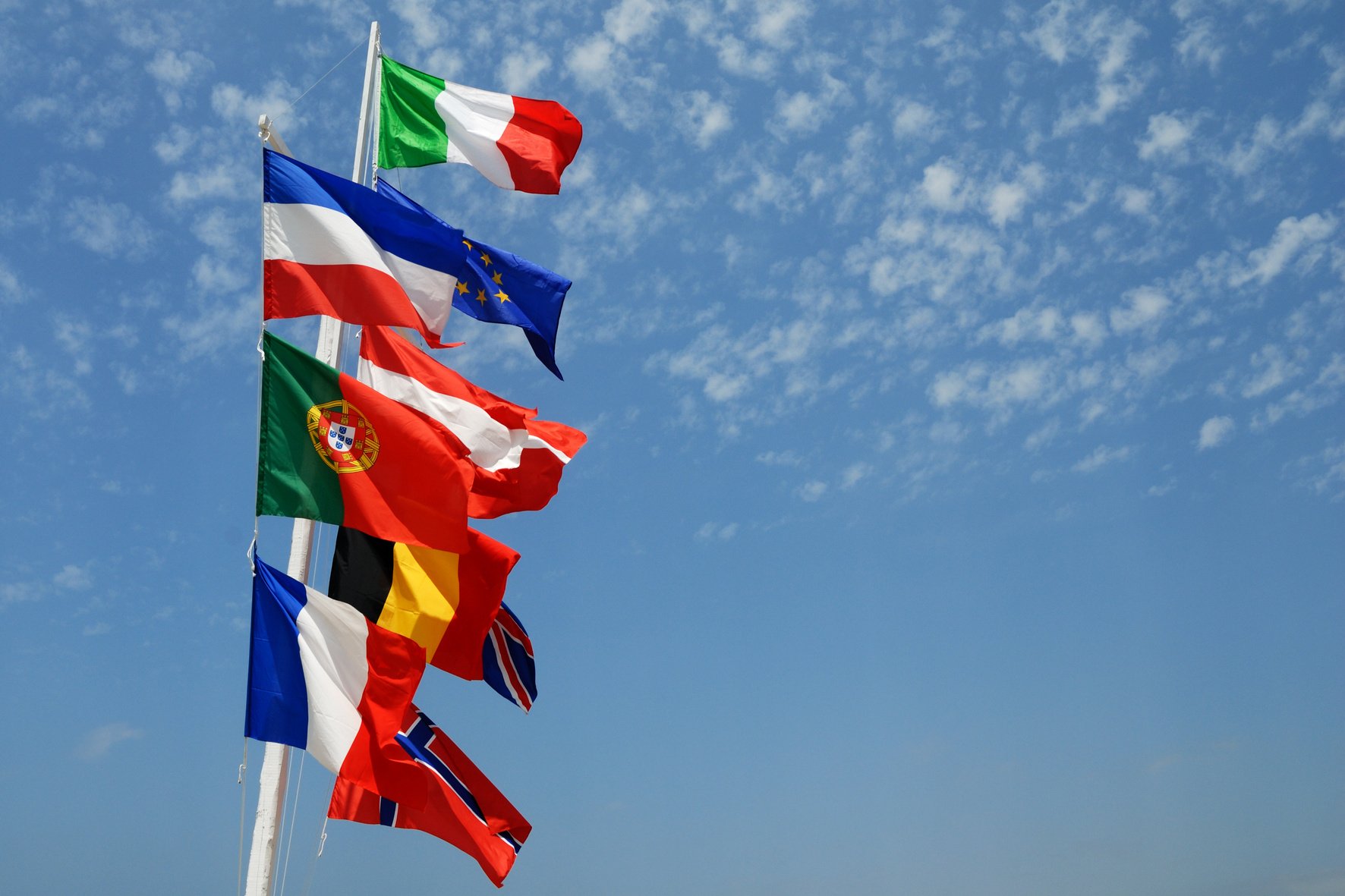 Europe Flags on Pole